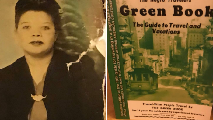Thelma Stone and the Green Book which listed her hotel, one of three black-owned hotels in Bluefield, WV