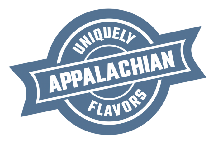 Uniquely Appalachian Flavors badge logo in white text on a blue ribbon-style circle.